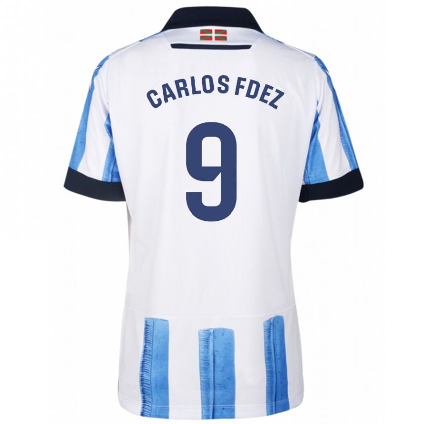 Niño Fútbol Camiseta Carlos Fernández #9 Azul Blanco 1ª Equipación 2023/24 Perú