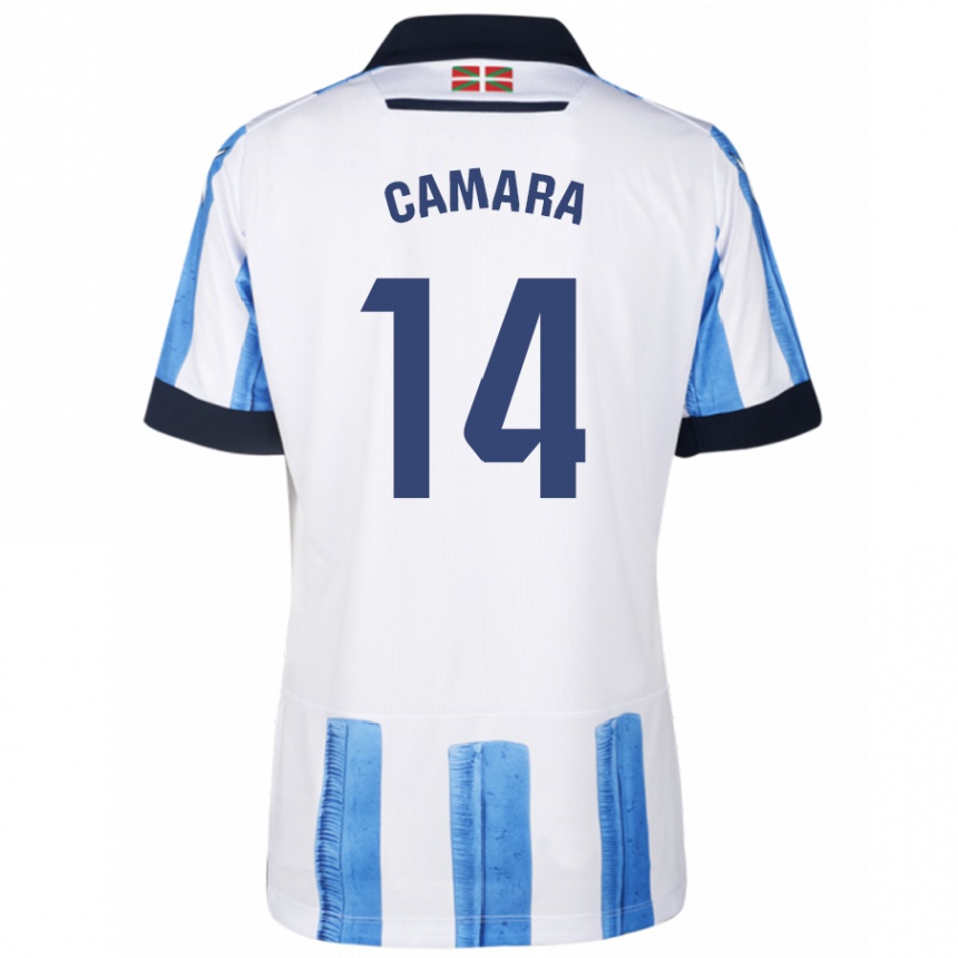 Niño Fútbol Camiseta Ibra Cámara #14 Azul Blanco 1ª Equipación 2023/24 Perú