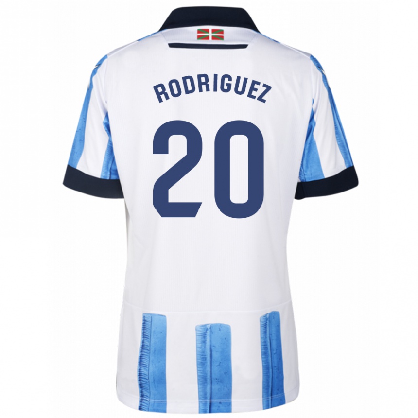 Niño Fútbol Camiseta Mikel Rodriguez #20 Azul Blanco 1ª Equipación 2023/24 Perú