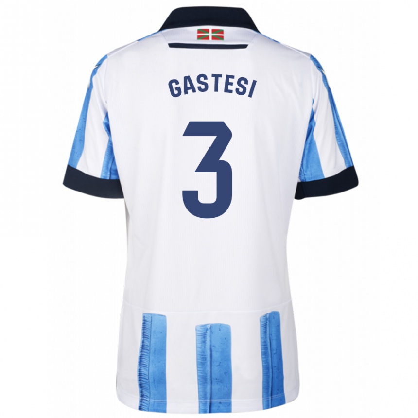 Niño Fútbol Camiseta Gorka Gastesi #3 Azul Blanco 1ª Equipación 2023/24 Perú