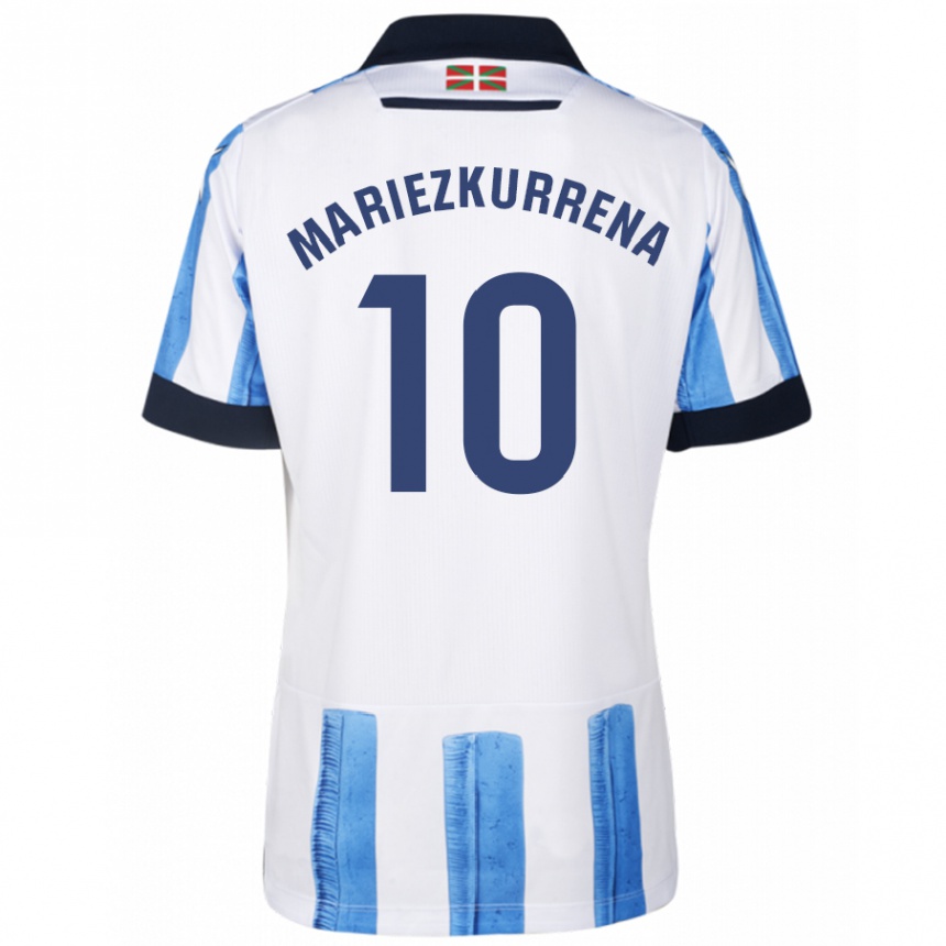 Niño Fútbol Camiseta Arkaitz Mariezkurrena #10 Azul Blanco 1ª Equipación 2023/24 Perú