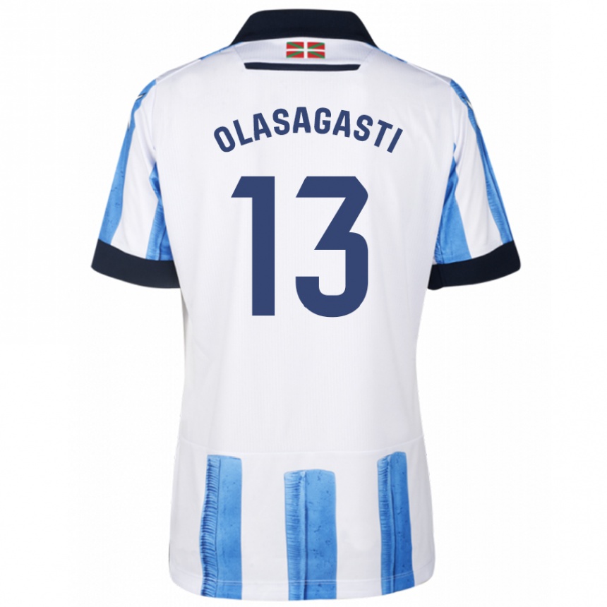 Niño Fútbol Camiseta Lander Olasagasti #13 Azul Blanco 1ª Equipación 2023/24 Perú