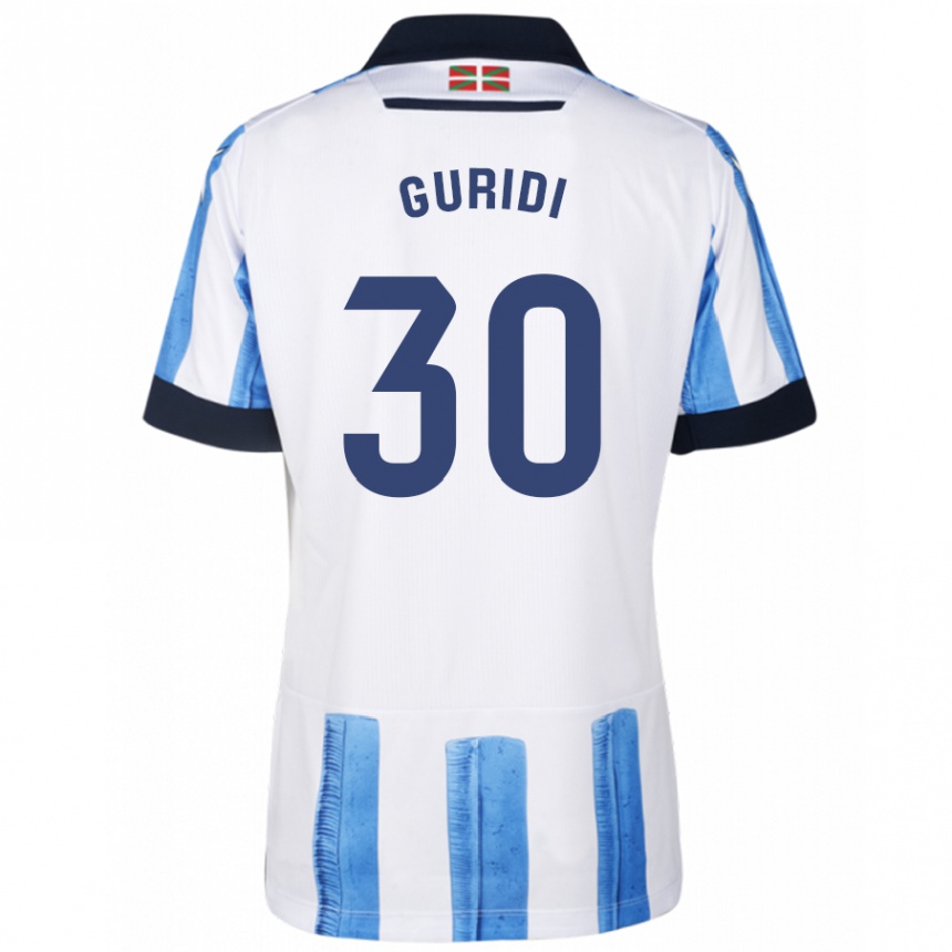 Niño Fútbol Camiseta Elene Guridi Mesonero #30 Azul Blanco 1ª Equipación 2023/24 Perú