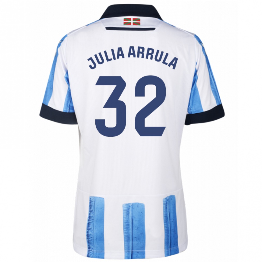 Niño Fútbol Camiseta Julia Arrula #32 Azul Blanco 1ª Equipación 2023/24 Perú