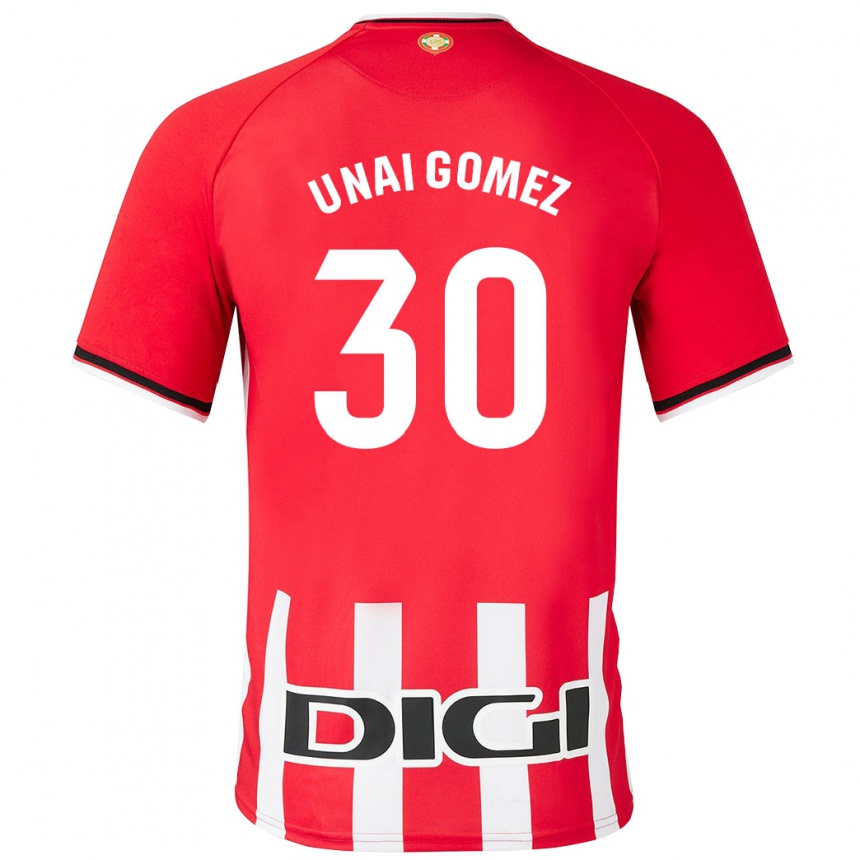 Niño Fútbol Camiseta Unai Gómez #30 Rojo 1ª Equipación 2023/24 Perú