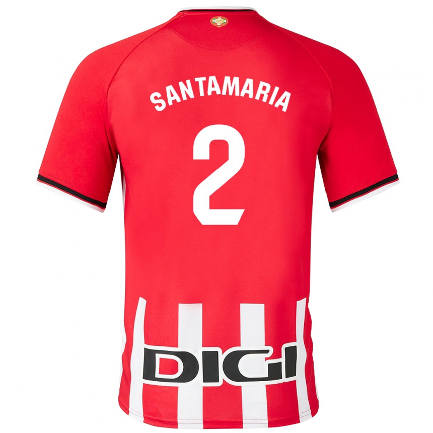 Niño Fútbol Camiseta Unai Santamaría #2 Rojo 1ª Equipación 2023/24 Perú