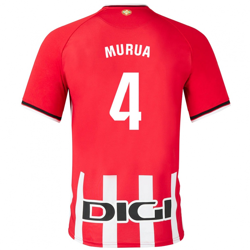 Niño Fútbol Camiseta Garazi Murua Astorkiza #4 Rojo 1ª Equipación 2023/24 Perú