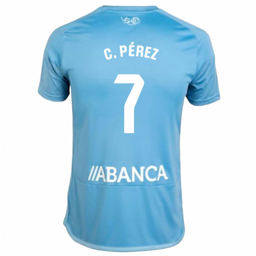 Niño Fútbol Camiseta Carles Perez #7 Azul 1ª Equipación 2023/24 Perú