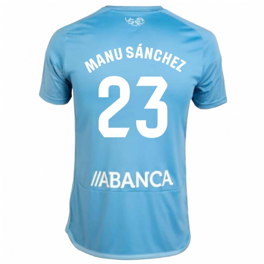 Niño Fútbol Camiseta Manu Sanchez #23 Azul 1ª Equipación 2023/24 Perú