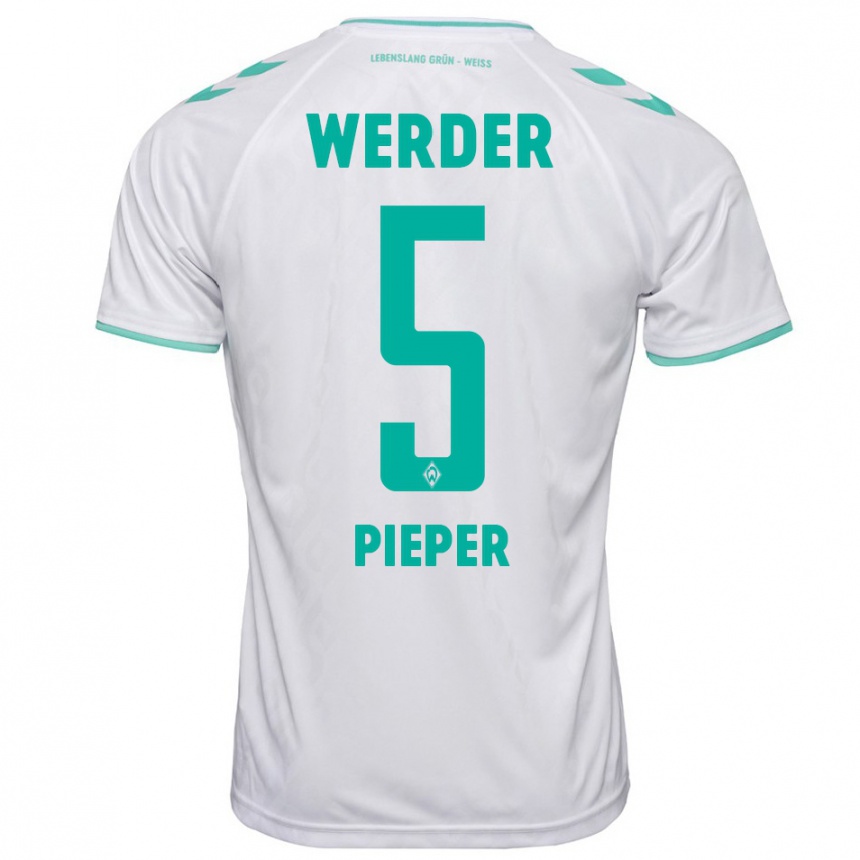 Niño Fútbol Camiseta Amos Pieper #5 Blanco 2ª Equipación 2023/24 Perú