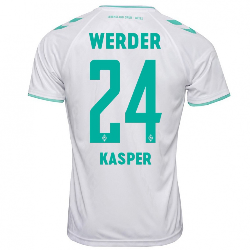 Niño Fútbol Camiseta Dominik Kasper #24 Blanco 2ª Equipación 2023/24 Perú