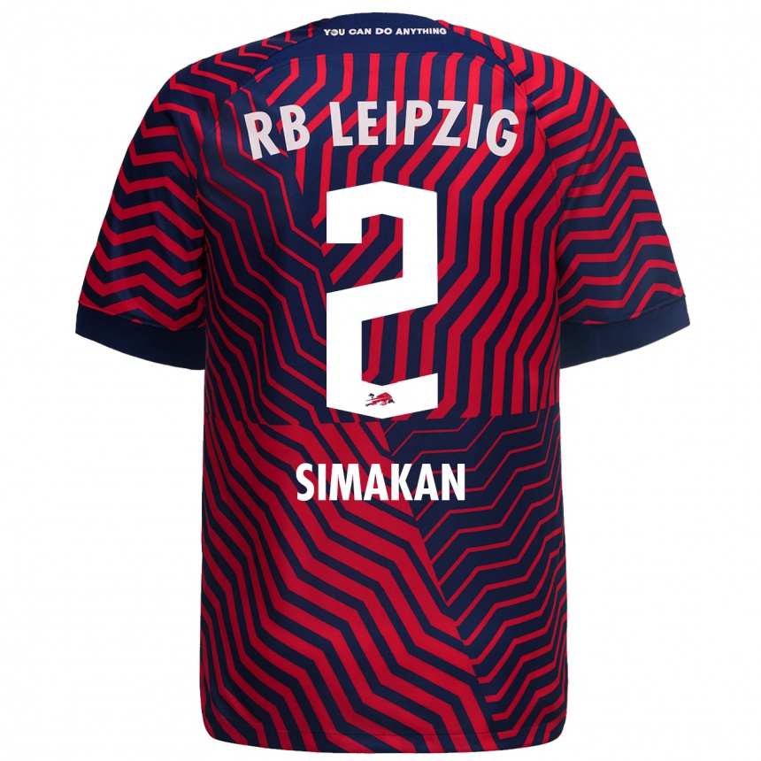 Niño Fútbol Camiseta Mohamed Simakan #2 Azul Rojo 2ª Equipación 2023/24 Perú