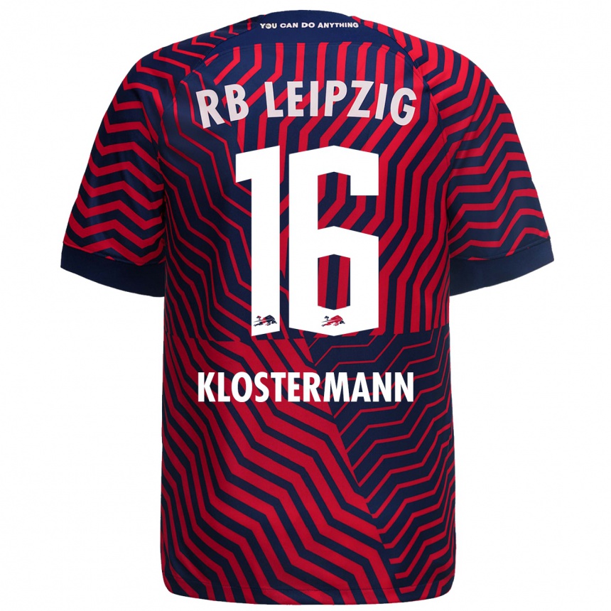 Niño Fútbol Camiseta Lukas Klostermann #16 Azul Rojo 2ª Equipación 2023/24 Perú