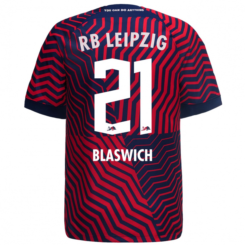 Niño Fútbol Camiseta Janis Blaswich #21 Azul Rojo 2ª Equipación 2023/24 Perú