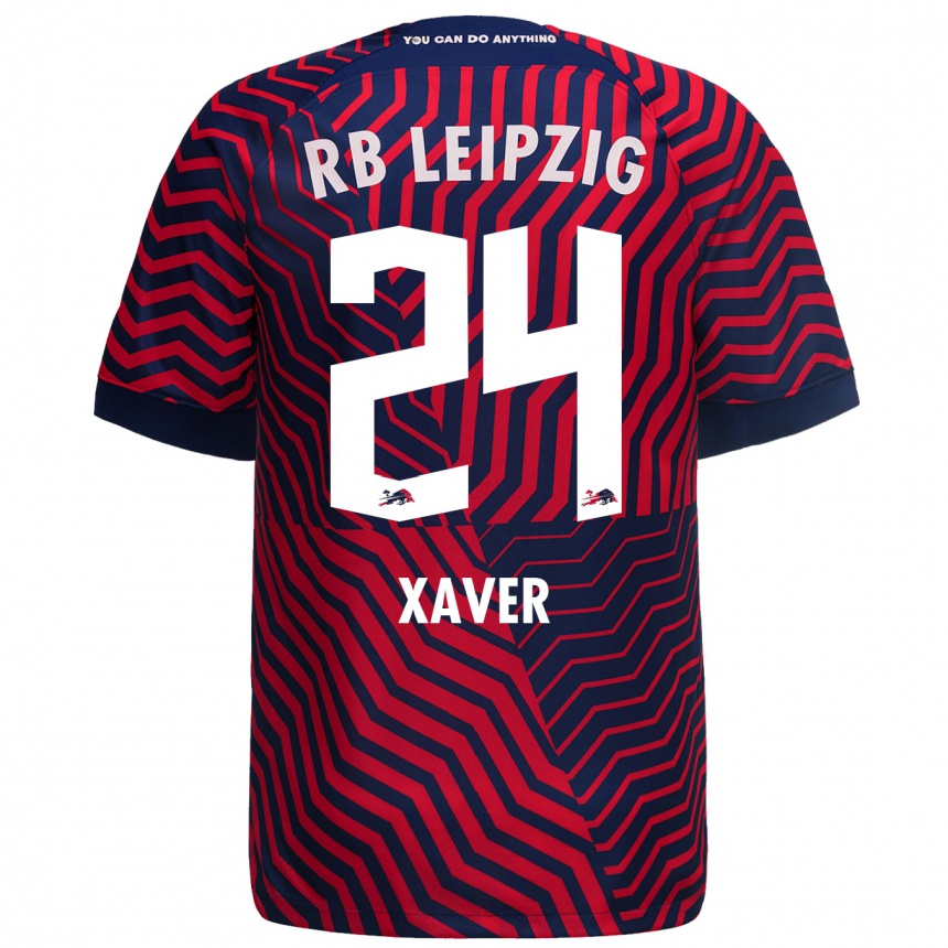 Niño Fútbol Camiseta Xaver Schlager #24 Azul Rojo 2ª Equipación 2023/24 Perú