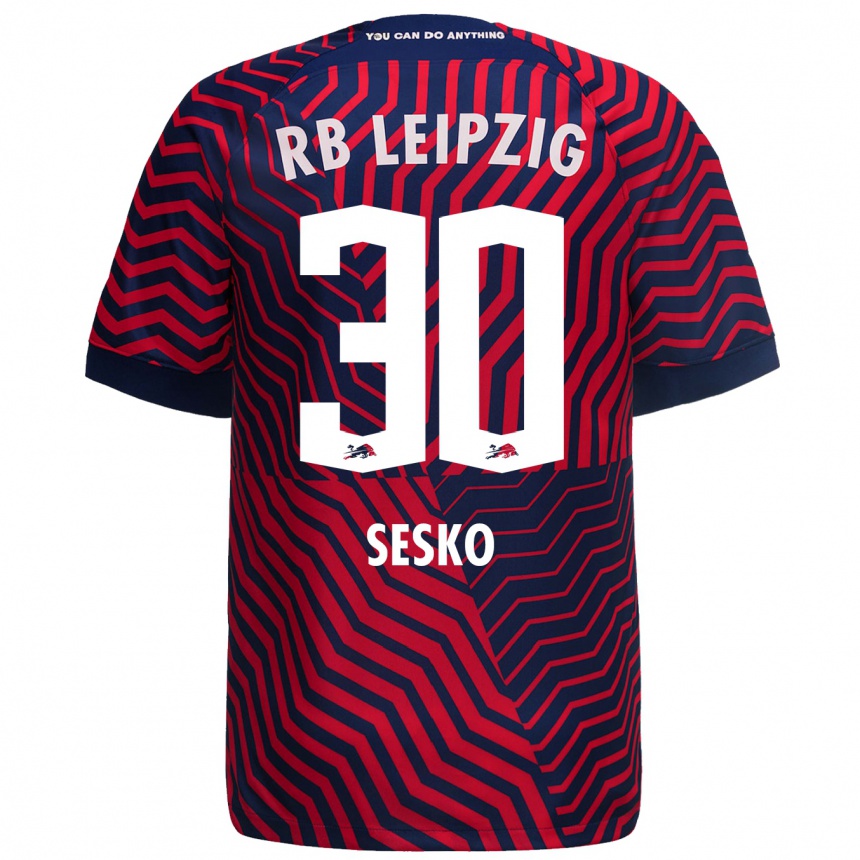 Niño Fútbol Camiseta Benjamin Sesko #30 Azul Rojo 2ª Equipación 2023/24 Perú