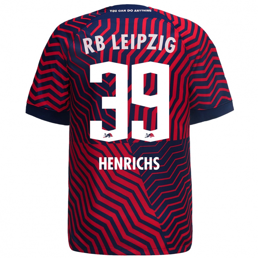 Niño Fútbol Camiseta Benjamin Henrichs #39 Azul Rojo 2ª Equipación 2023/24 Perú