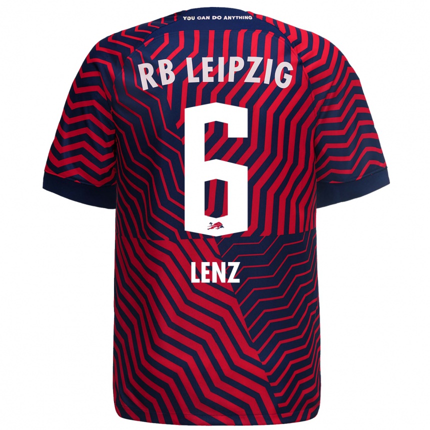 Niño Fútbol Camiseta Elias Lenz #6 Azul Rojo 2ª Equipación 2023/24 Perú