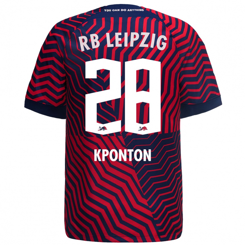 Niño Fútbol Camiseta Marwan Kponton #28 Azul Rojo 2ª Equipación 2023/24 Perú