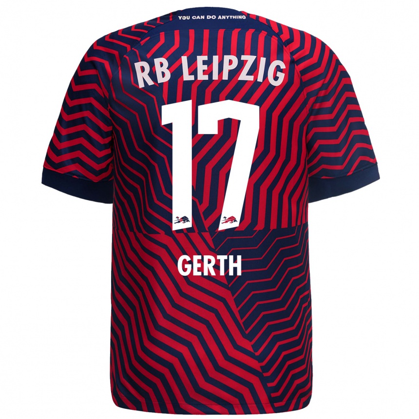 Niño Fútbol Camiseta Amos Gerth #17 Azul Rojo 2ª Equipación 2023/24 Perú