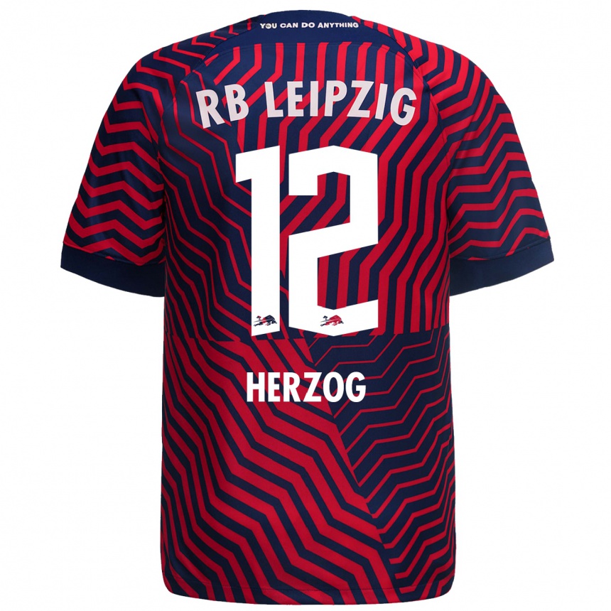 Niño Fútbol Camiseta Elvira Herzog #12 Azul Rojo 2ª Equipación 2023/24 Perú