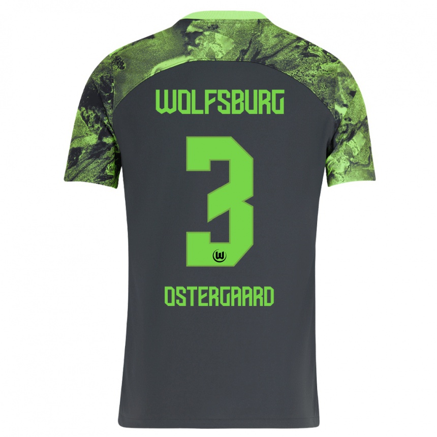 Niño Fútbol Camiseta Christian Östergaard #3 Gris Oscuro 2ª Equipación 2023/24 Perú