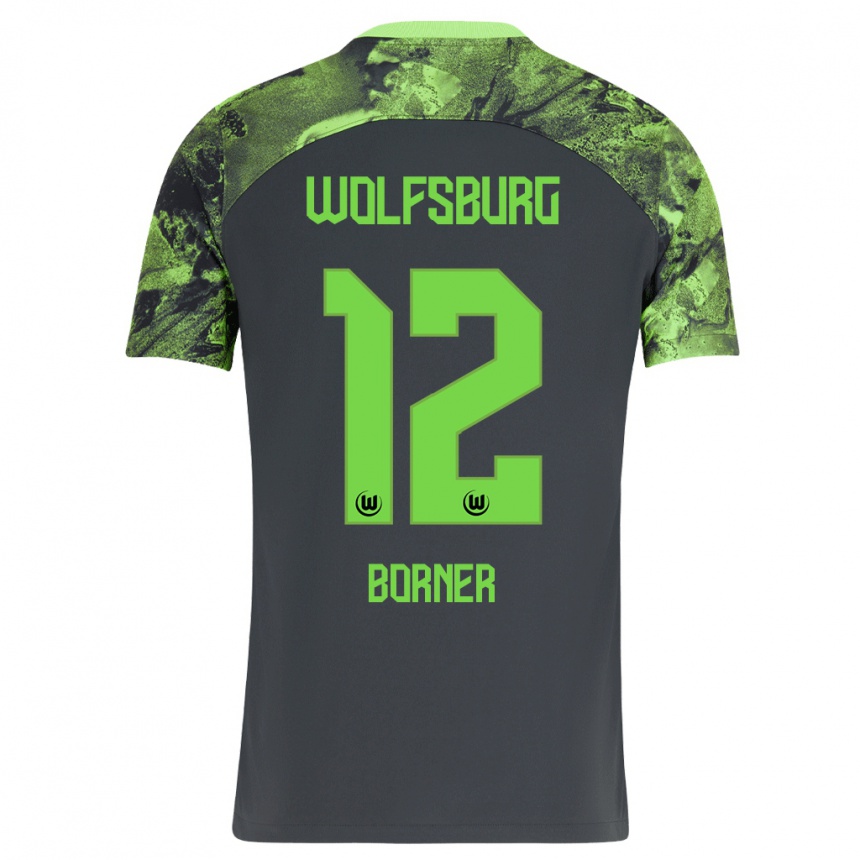 Niño Fútbol Camiseta Benedikt Börner #12 Gris Oscuro 2ª Equipación 2023/24 Perú