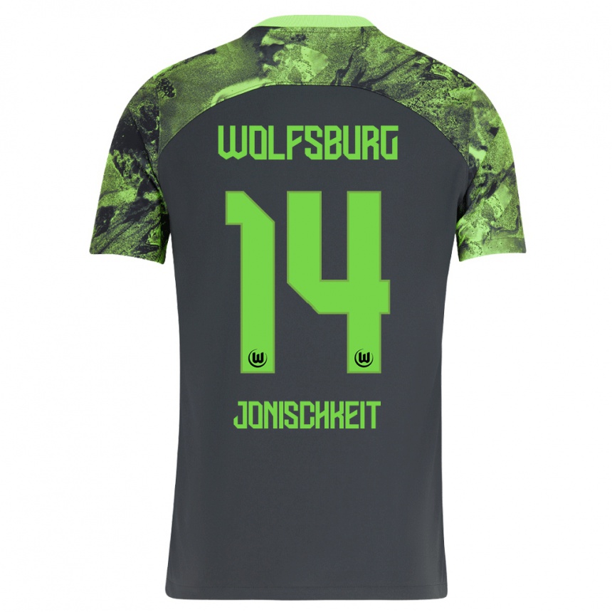 Niño Fútbol Camiseta Jamal Jonischkeit #14 Gris Oscuro 2ª Equipación 2023/24 Perú