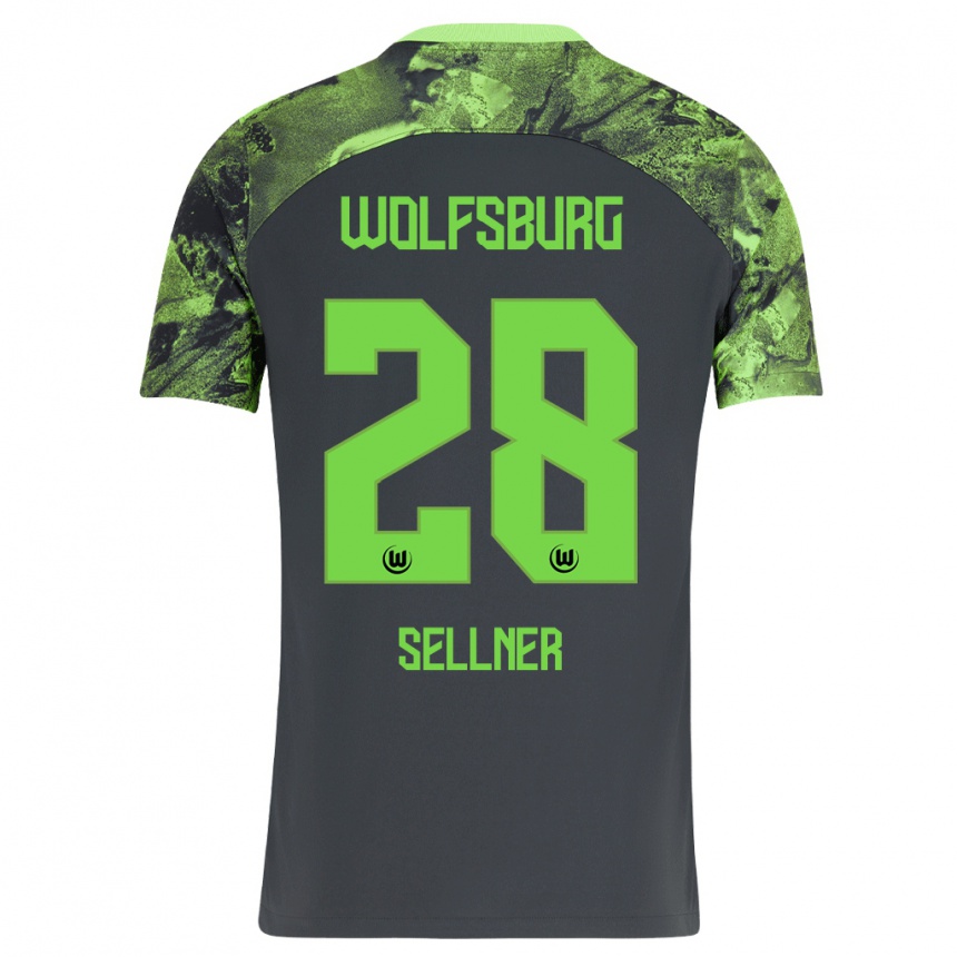 Niño Fútbol Camiseta Tabea Sellner #28 Gris Oscuro 2ª Equipación 2023/24 Perú