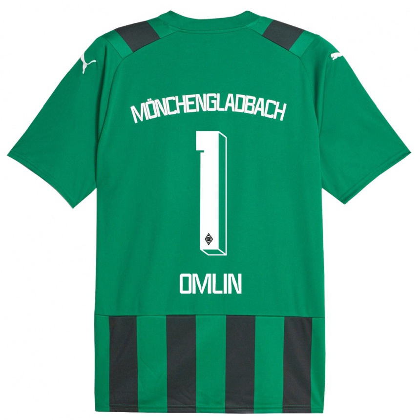 Niño Fútbol Camiseta Jonas Omlin #1 Verde Negro 2ª Equipación 2023/24 Perú