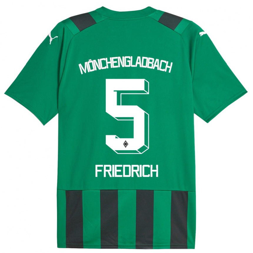 Niño Fútbol Camiseta Marvin Friedrich #5 Verde Negro 2ª Equipación 2023/24 Perú