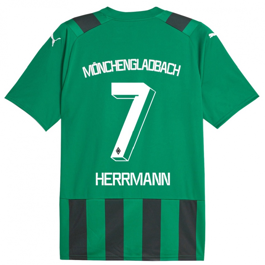 Niño Fútbol Camiseta Patrick Herrmann #7 Verde Negro 2ª Equipación 2023/24 Perú