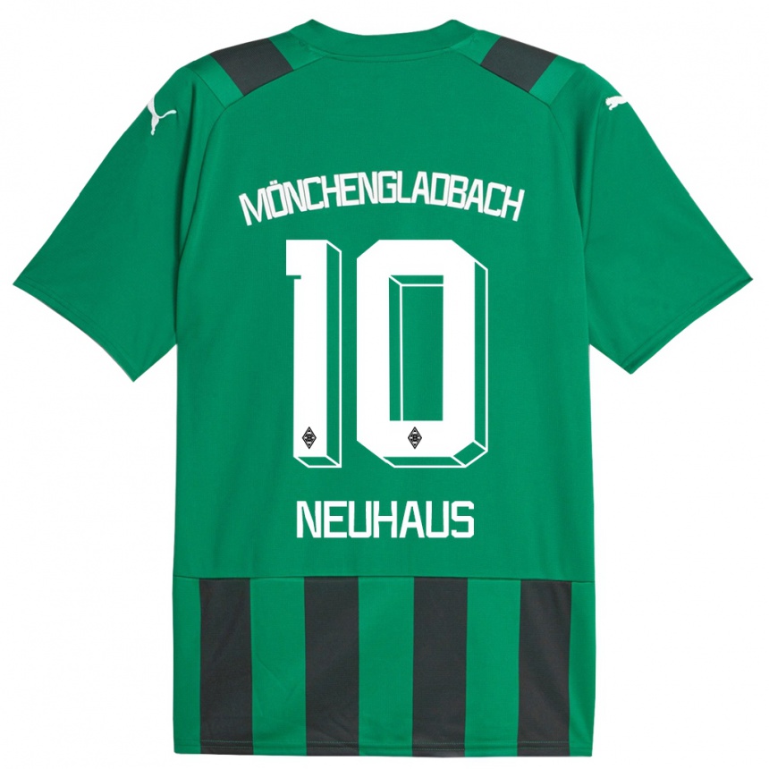 Niño Fútbol Camiseta Florian Neuhaus #10 Verde Negro 2ª Equipación 2023/24 Perú