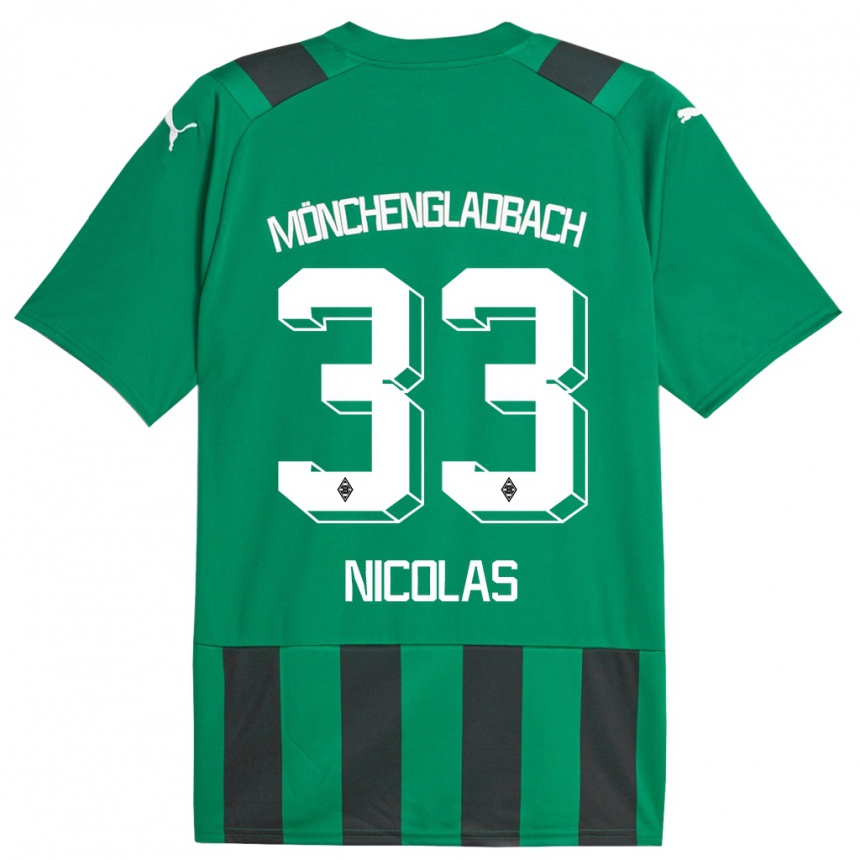 Niño Fútbol Camiseta Moritz Nicolas #33 Verde Negro 2ª Equipación 2023/24 Perú