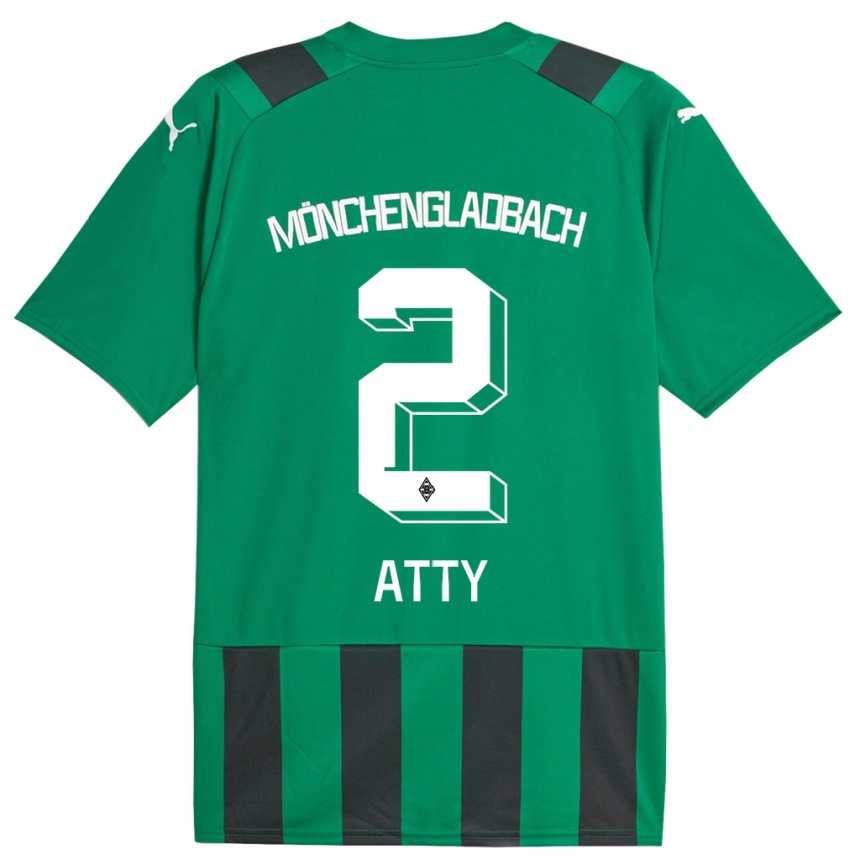 Niño Fútbol Camiseta Yassir Atty #2 Verde Negro 2ª Equipación 2023/24 Perú