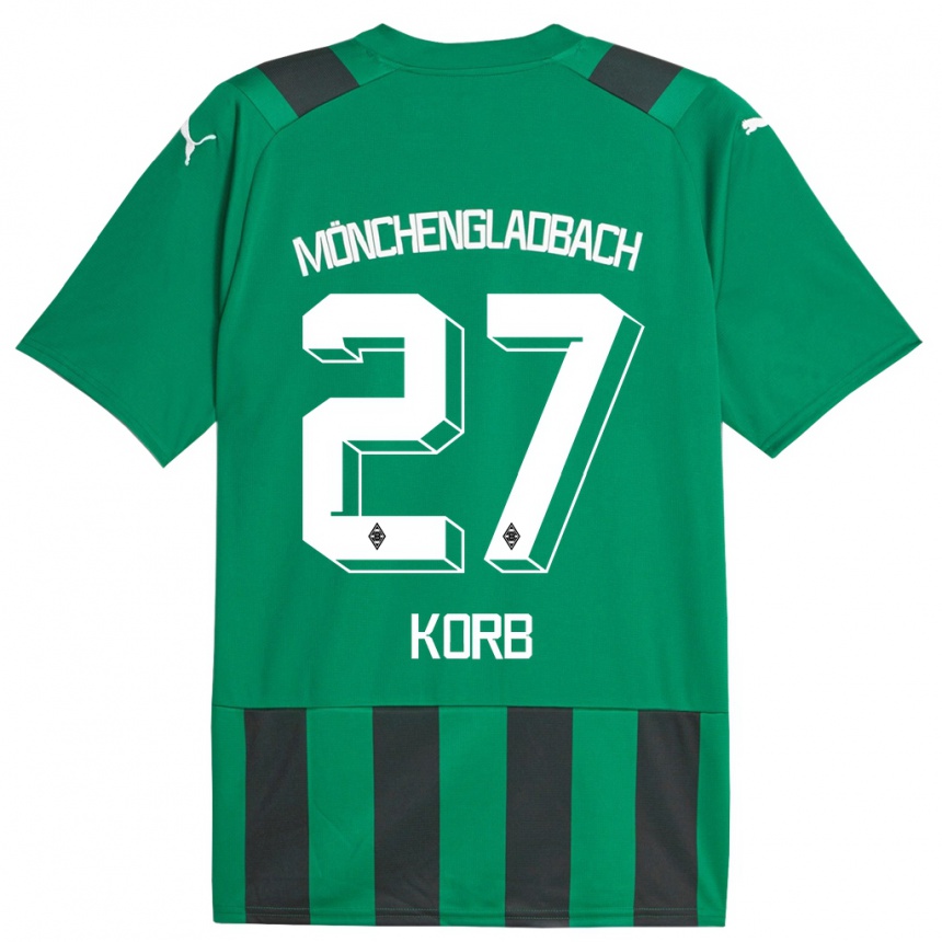 Niño Fútbol Camiseta Julian Korb #27 Verde Negro 2ª Equipación 2023/24 Perú