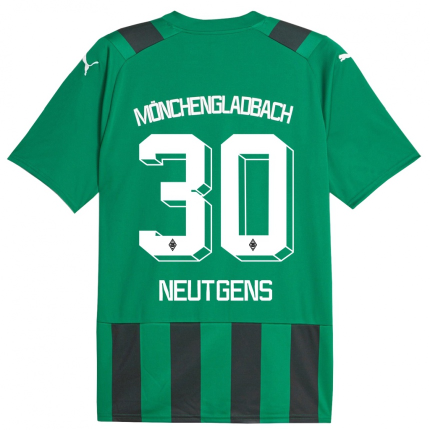 Niño Fútbol Camiseta Maximilian Neutgens #30 Verde Negro 2ª Equipación 2023/24 Perú