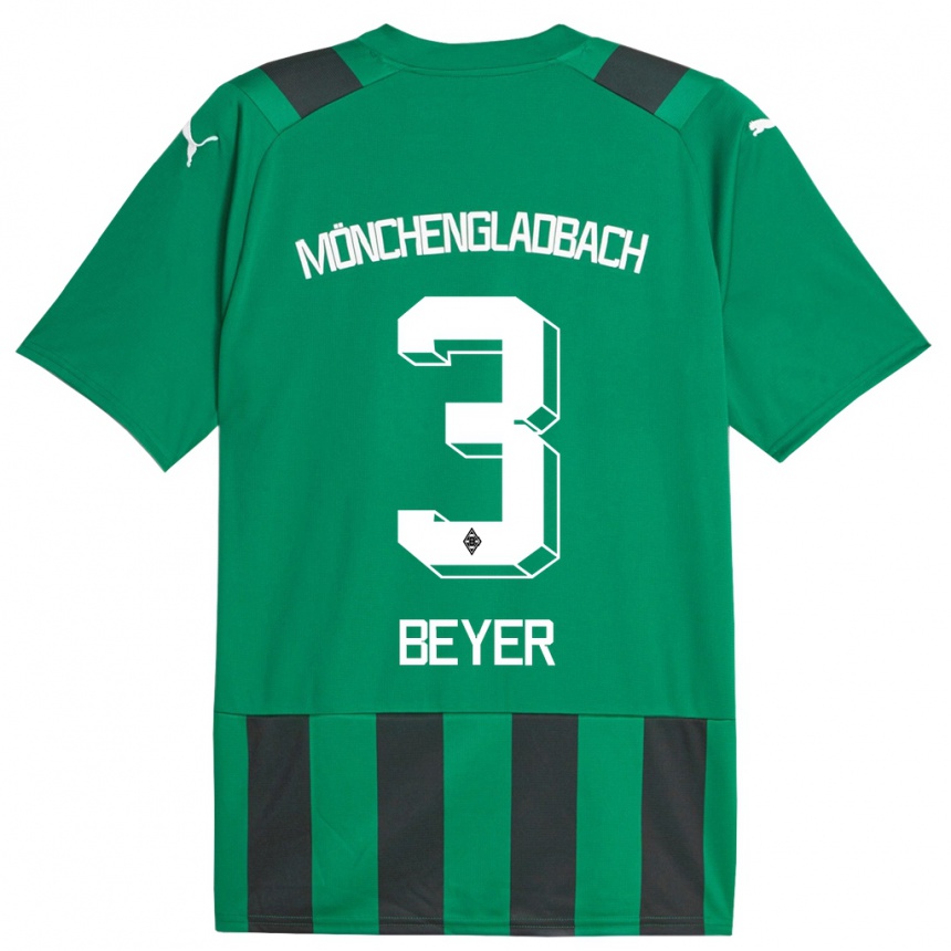 Niño Fútbol Camiseta Pia Beyer #3 Verde Negro 2ª Equipación 2023/24 Perú