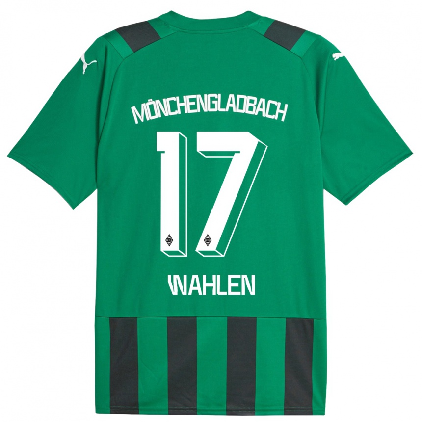 Niño Fútbol Camiseta Vanessa Wahlen #17 Verde Negro 2ª Equipación 2023/24 Perú