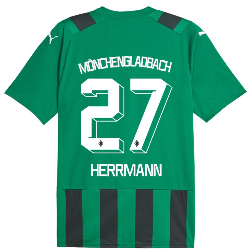 Niño Fútbol Camiseta Michelle Herrmann #27 Verde Negro 2ª Equipación 2023/24 Perú