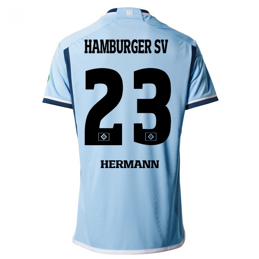 Niño Fútbol Camiseta Hannes Hermann #23 Azul 2ª Equipación 2023/24 Perú