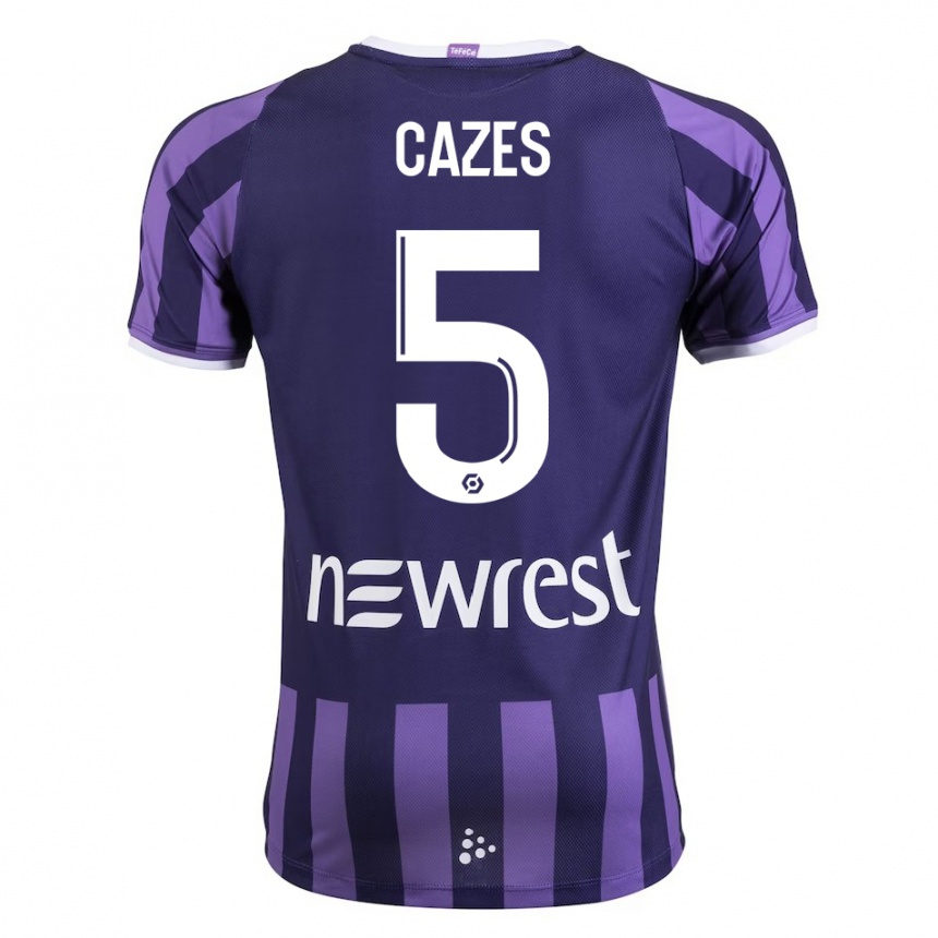 Niño Fútbol Camiseta Manon Cazes #5 Morado 2ª Equipación 2023/24 Perú