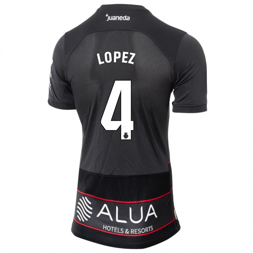 Niño Fútbol Camiseta David López #4 Negro 2ª Equipación 2023/24 Perú