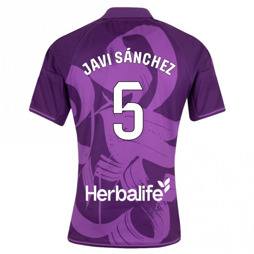 Niño Fútbol Camiseta Javi Sánchez #5 Violeta 2ª Equipación 2023/24 Perú