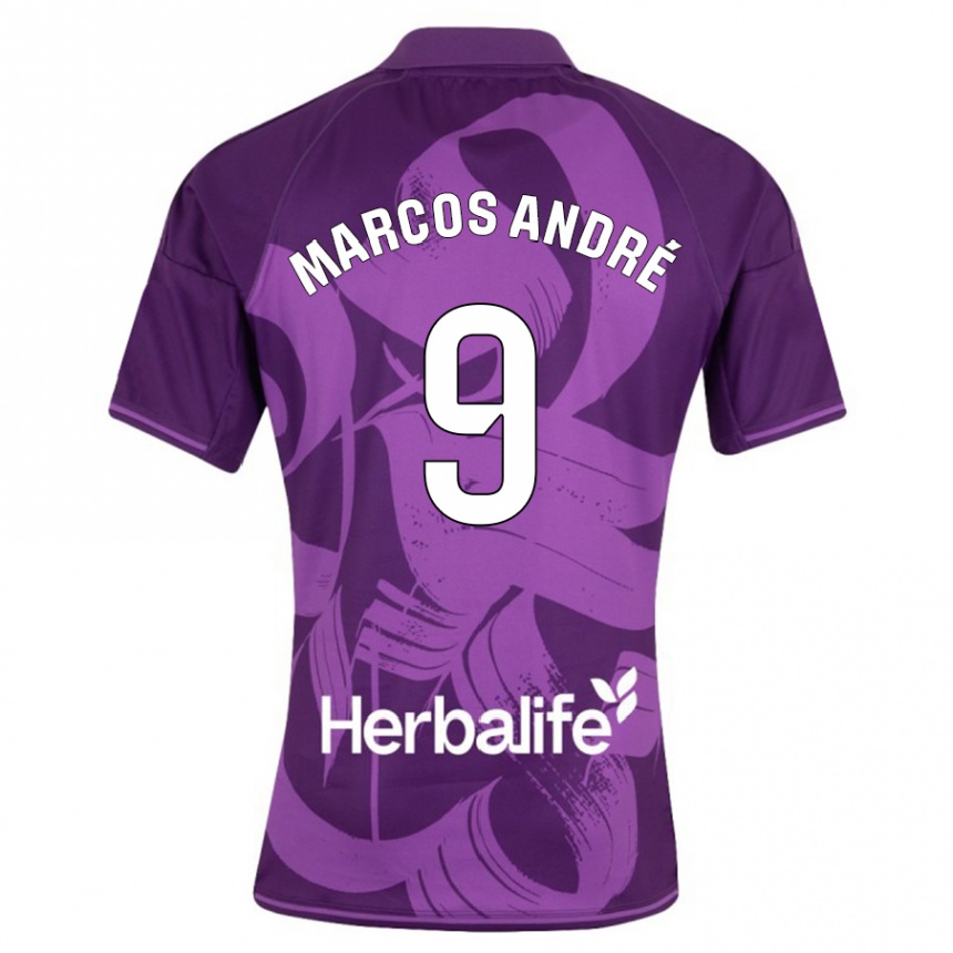 Niño Fútbol Camiseta Marcos André #9 Violeta 2ª Equipación 2023/24 Perú