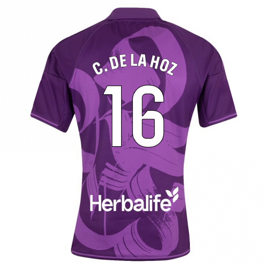 Niño Fútbol Camiseta César De La Hoz #16 Violeta 2ª Equipación 2023/24 Perú