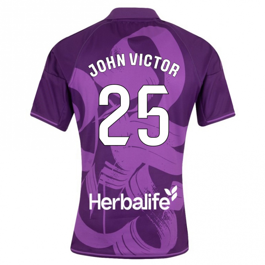 Niño Fútbol Camiseta John Victor #25 Violeta 2ª Equipación 2023/24 Perú