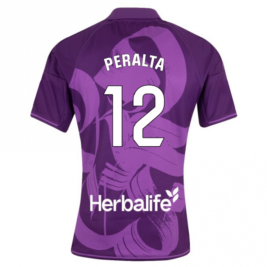 Niño Fútbol Camiseta Fernando Peralta #12 Violeta 2ª Equipación 2023/24 Perú