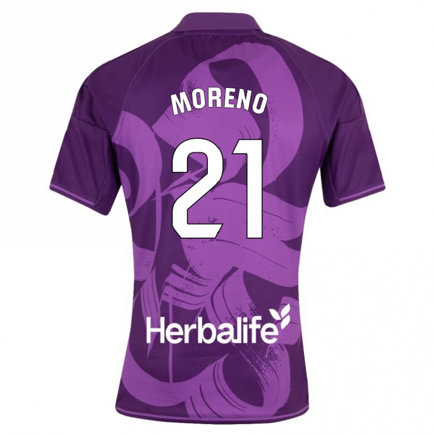 Niño Fútbol Camiseta Xavi Moreno #21 Violeta 2ª Equipación 2023/24 Perú