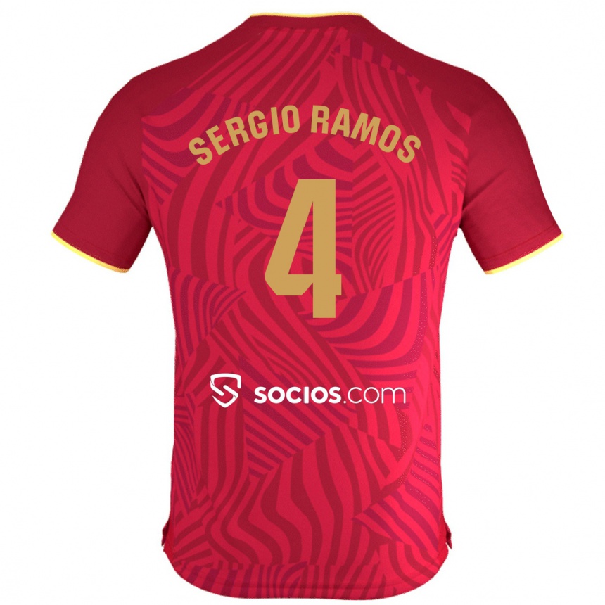 Niño Fútbol Camiseta Sergio Ramos #4 Rojo 2ª Equipación 2023/24 Perú